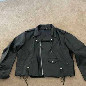 Schott 125 Men’s Leather Motorcycle Jacket - Black Vintage